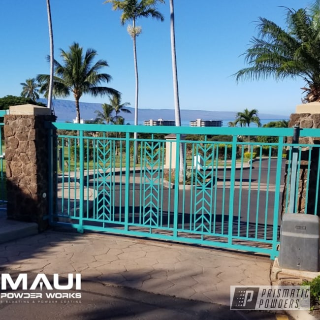 Powder Coated Turquoise Resort Driveway Gates