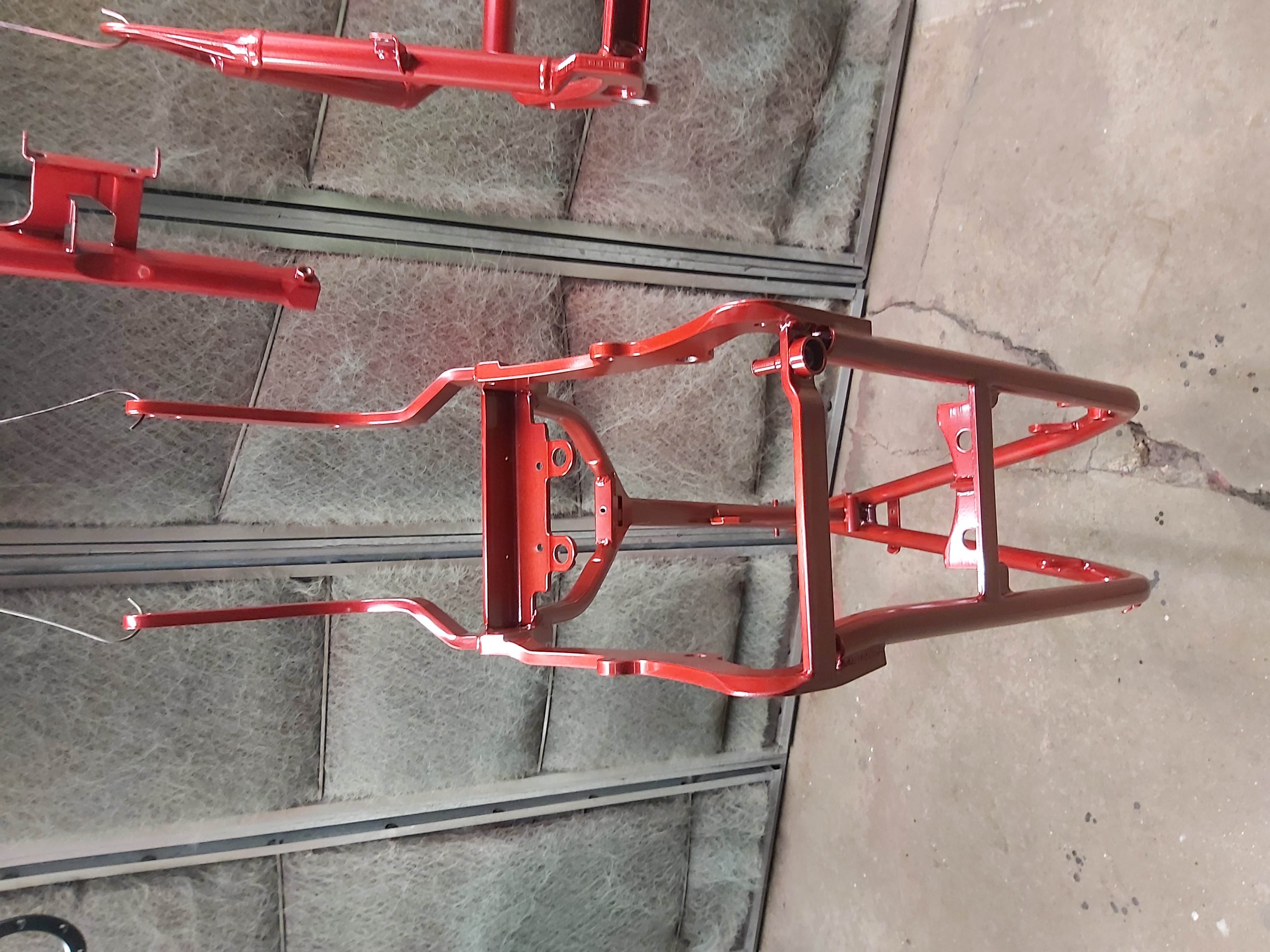 Upb Frame Harley Davidson Frame coated in Crimson Red and Silver Metallic II ...