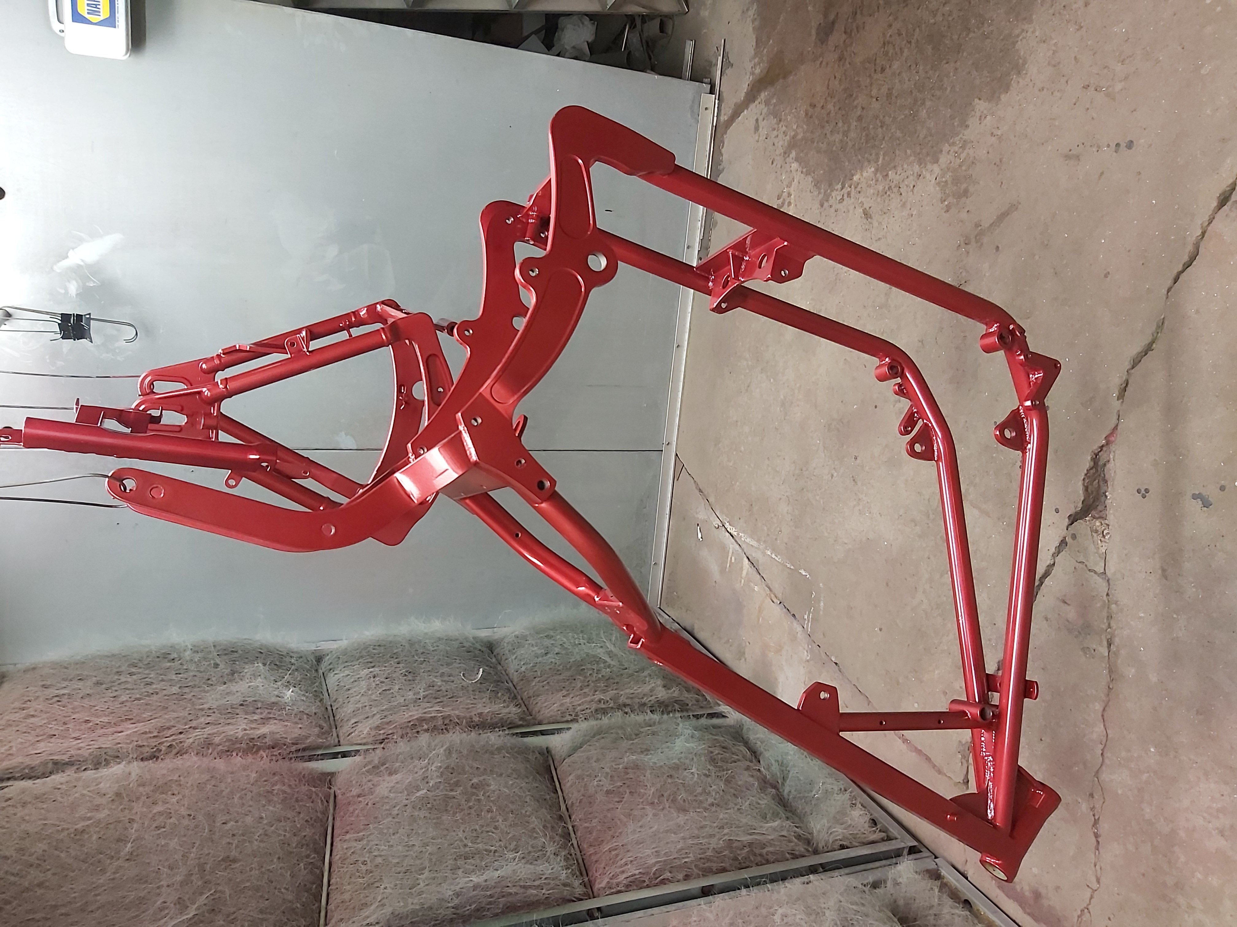Upb Frame Harley Davidson Frame coated in Crimson Red and Silver Metallic II ...