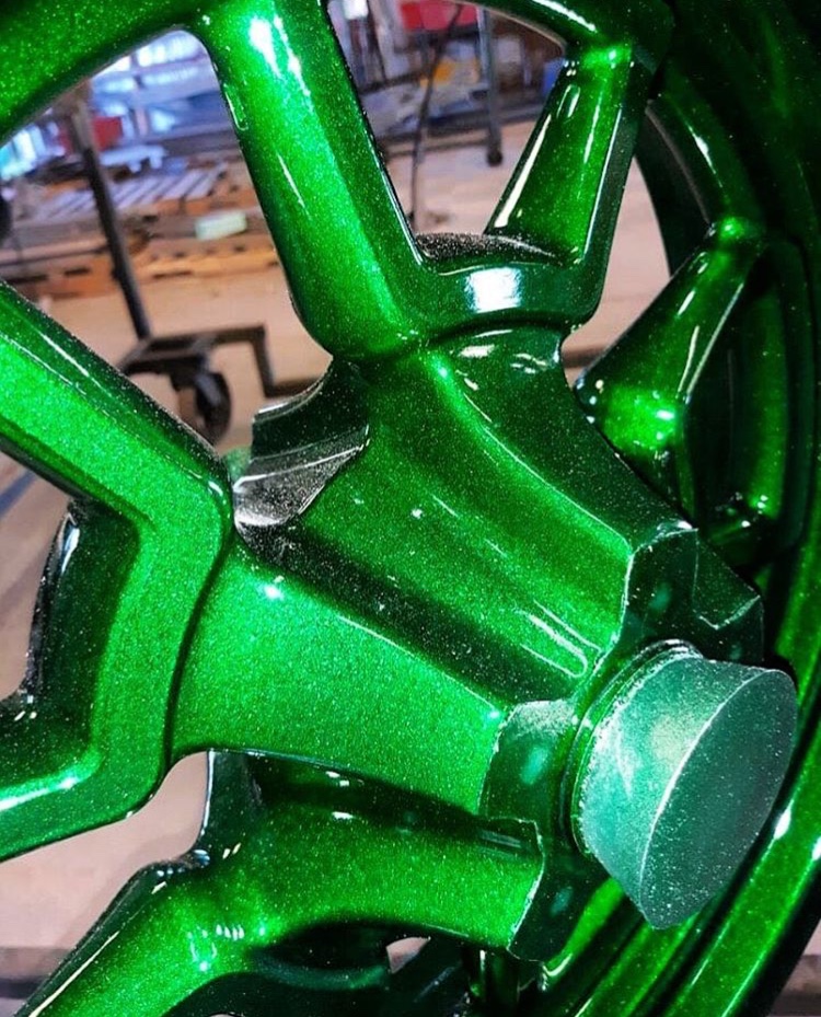 Custom Powder Coated Rims Custom Wheels with Ultra Illusion Green and Clear Vision | Prismatic ...