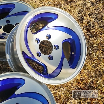 Powder Coated Chrome And Blue 2 Tone Aluminum Rims