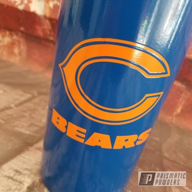 Powder Coated Blue And Orange Chicago Bears Themed Water Bottle