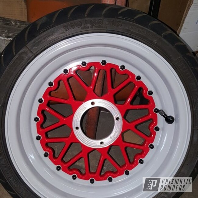 Powder Coated Red And White Motorcycle Rims
