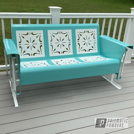 Powder Coating: Gloss White PSS-5690,Patio Furniture,Vintage Glider,RAL 6027 Light Green,Furniture,Two Tone