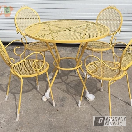 Powder Coating: Patio Furniture,Chairs,Table,Restored,Vintage Yellow PSB-6879,Furniture