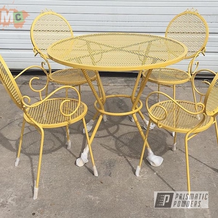 Powder Coating: Patio Furniture,Chairs,Table,Restored,Vintage Yellow PSB-6879,Furniture