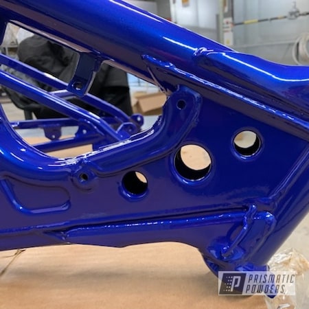 Powder Coating: Motorcycles,Yamaha Blue,Dirt Bike Frame,Clear Vision PPS-2974,Motorcycle Frame,Yamaha,MOZ'S BLUE PMB-2642