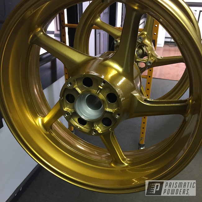 Custom Motorcycle Rims finished in Clear Vision and Illusion Rare Gold ...