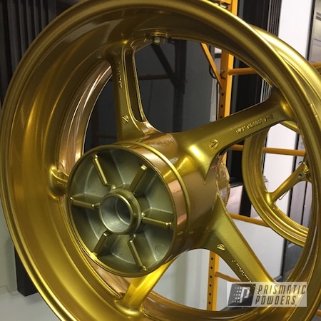 Powder Coating: Motorcycles,Motorcycle Rims,Clear Vision PPS-2974,Automotive,Wheels,Illusion Rare Gold PMS-10145