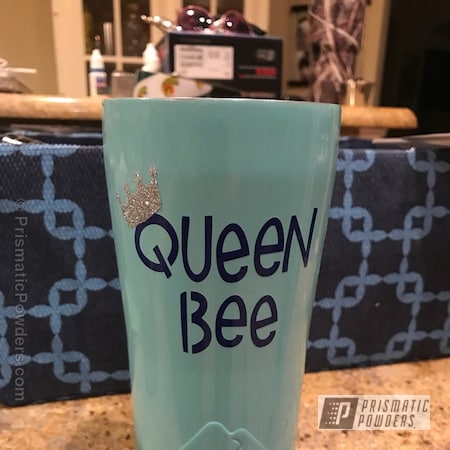 Powder Coating: Sea Foam Green PSS-4063,Tumbler,Queen Bee Tumbler,Single Stage Application,Personalized,Custom Cup,Miscellaneous