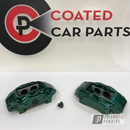 Powder Coating: Automotive Parts,Clear Vision PPS-2974,Brembo Calipers,Automotive,Illusion Green PMS-4516