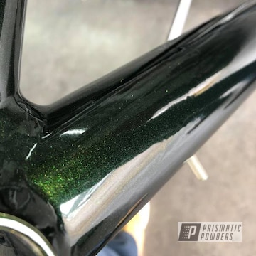 Powder Coated Metallic Green Bicycle Frame