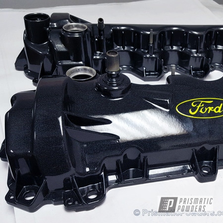Powder Coating: Valve Cover,Valve Covers,Ford,Ford Racing,Cadillac Grey PMB-6377,Clear Vision PPS-2974,Automotive,Chartreuse Sherbert PSS-7068