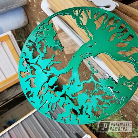 Powder Coating: Artwork,Tree of Llife,Home Decor,Crushed Silver PMB-1544,Art,Dew Can Green PPS-2459,Miscellaneous