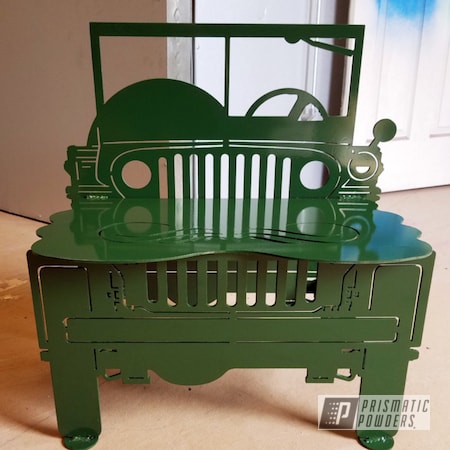 Powder Coating: Forrest Green PSS-4827,Bench,Artwork,Miscellaneous,Y-J Jeep Bench,Furniture
