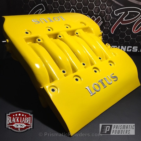 Powder Coating: Valve Cover,Hot Yellow PSS-1623,Lotus Car Parts,Clear Vision PPS-2974,Automotive,Lotus Intake and Valve Covers