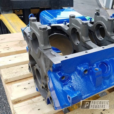 Powder Coating: Ford Dark Blue PSB-4624,Engine Components,Single Powder Application,Automotive,Ford 302 Engine Block,Custom Automotive
