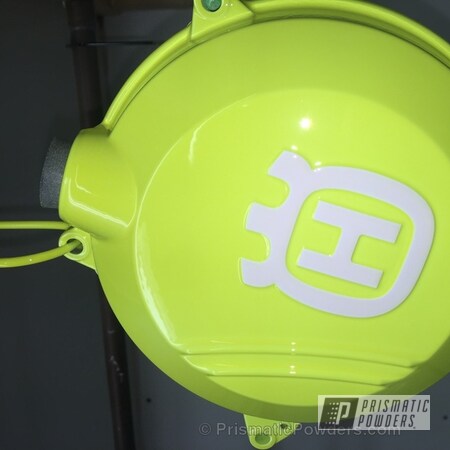 Powder Coating: Clear Vision PPS-2974,Polar White PSS-5053,Neon Yellow PSS-1104,Engine Components,Motorcycles,Engine Cover