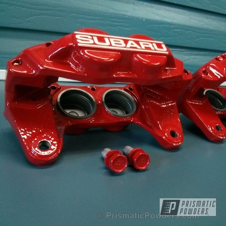Powder Coating: Subaru,brake kit,Clear Vision PPS-2974,Ritzy Red PSS-2993,Automotive,Brakes
