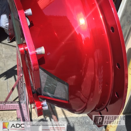 Powder Coating: SUPER CHROME USS-4482,chrome,LOLLYPOP RED UPS-1506,Bell Housing,Automotive