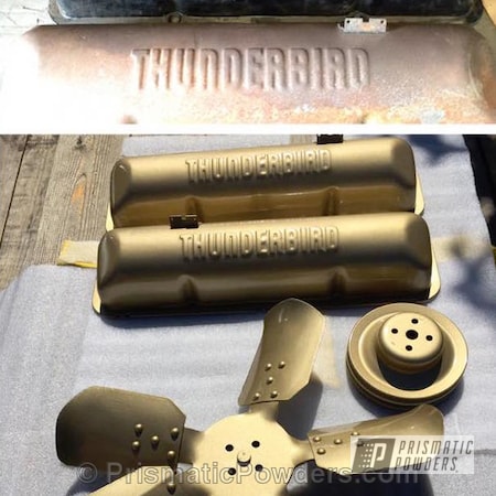 Powder Coating: Thunderbird parts,Gold,Clear Vision PPS-2974,Automotive,powder coated,Before and After