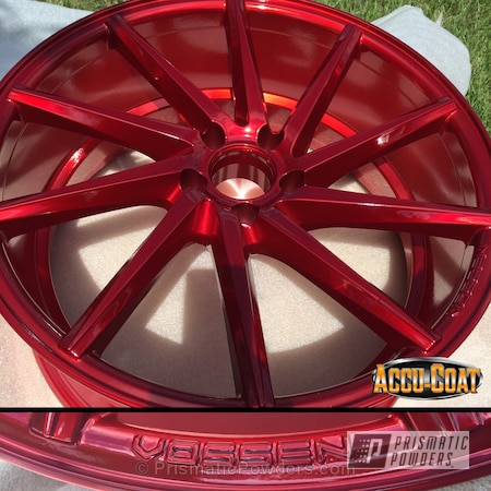 Powder Coating: Vossen Wheels,Rancher Red PPB-6415,Clear Vision PPS-2974,Red,powder coated,Wheels