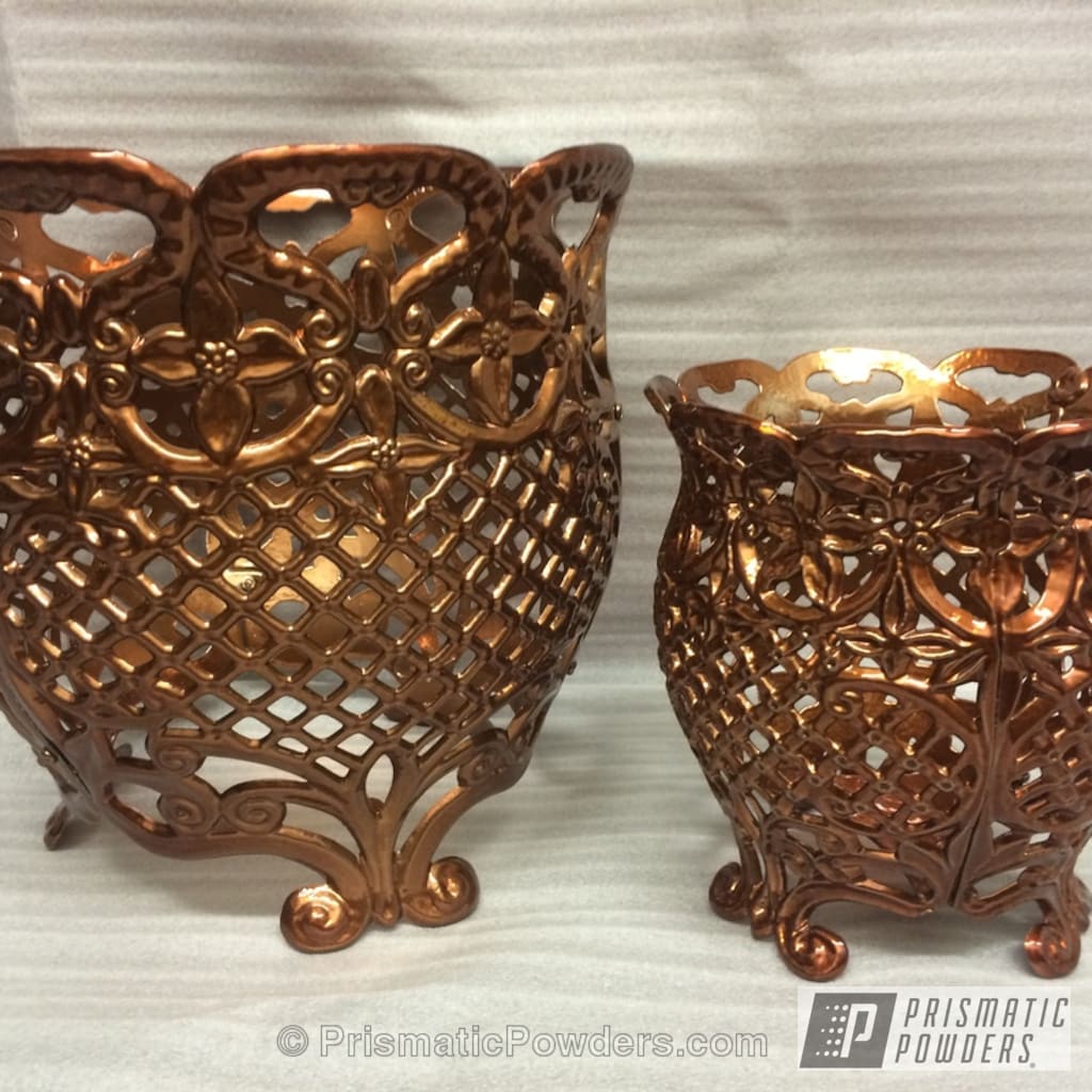 Decorative Copper Pots Coated In A Transparent Copper Powder Coat