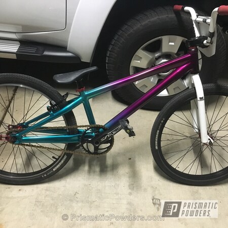 Powder Coating: Frame,2 Tone,Bicycles,Bicycle,Clear Vision PPS-2974,Illusion Malbec PMB-6906,Illusions,BMX,powder coated
