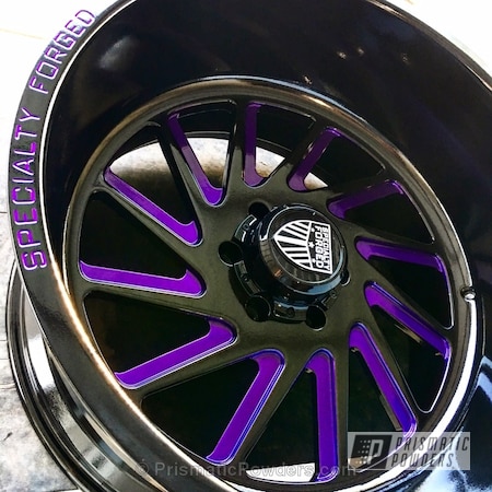 Powder Coating: Ink Black PSS-0106,Clear Vision PPS-2974,Specialty Forged Wheels,Illusion Purple PSB-4629,Multi-Powder Application,Automotive,Clear Top Coat Applied,Wheels