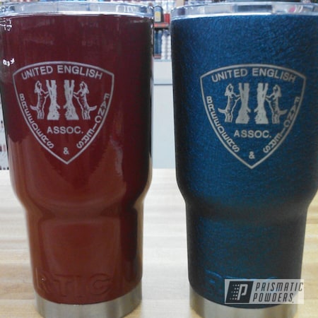 Powder Coating: Tumbler,RTIC,Red,Blue,powder coated,Splatter Midnight PWB-2880,Tumblers,Light Cherry Red PSS-1423,Textured,Miscellaneous