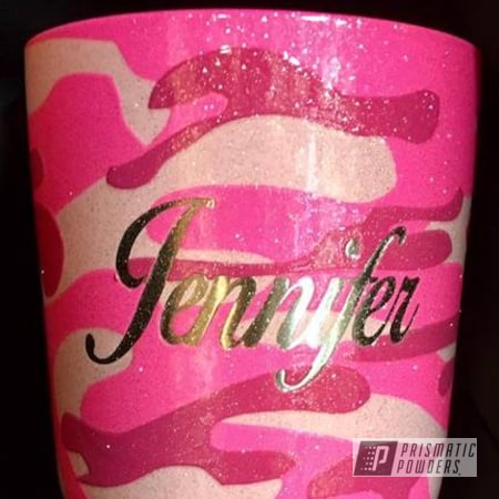 Powder Coating: Tumbler,Miscellaneous,Sassy PSS-3063,Custom Cup,Pink Camo,Passion Pink PSS-4679