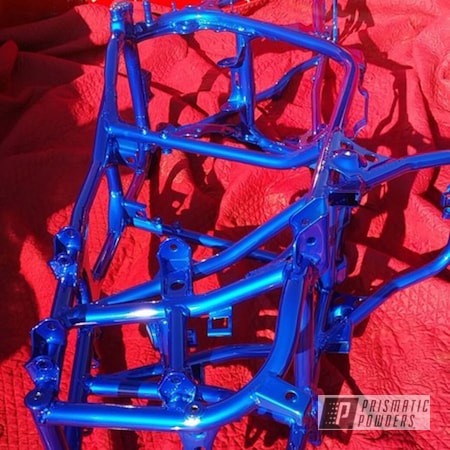 Powder Coating: Motorcycles,Powder Coated Motorcycle Frame,Clear Vision PPS-2974,LP Blue PPB-6617
