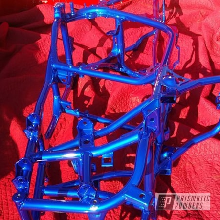Powder Coating: Motorcycles,Powder Coated Motorcycle Frame,Clear Vision PPS-2974,LP Blue PPB-6617