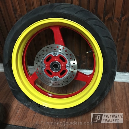Powder Coating: Motorcycles,New York Yellow PMB-2414,Astatic Red PSS-1738