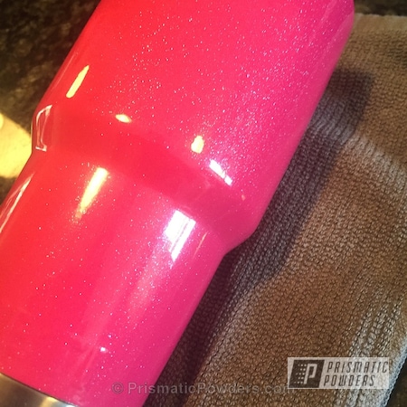 Powder Coating: Miscellaneous,Powder Coated Yeti Cup,Passion Pink PSS-4679,Silver Sparkle PPB-4727