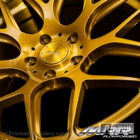 Powder Coating: Wheels,Automotive,Powder Coated MRR Design Brush,Transparent Gold PPS-5139