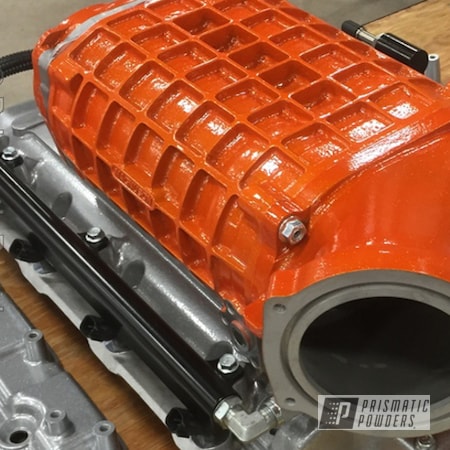 Powder Coating: Clear Vision PPS-2974,Powder Coated Super Charger,Automotive,Illusion Tangerine Twist PMS-6964