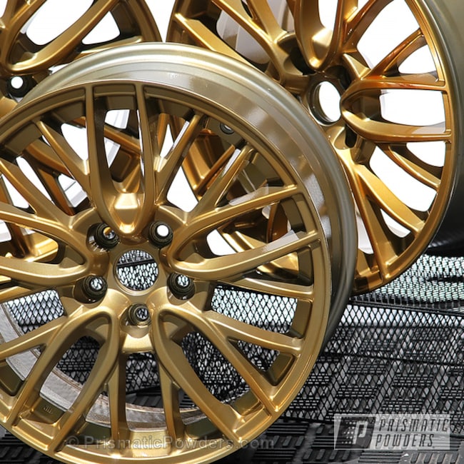 Custom Subaru Wheels Done In A Transparent Gold Finish