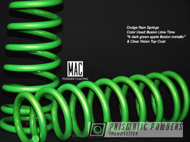 Powder Coating: Illusion Lime Time PMB-6918,Clear Vision PPS-2974,Powder Coated Dodge Ram Front Springs,Automotive