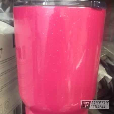 Powder Coating: Silver Sparkle PPB-4727,Powder Coated RTIC Cup,Lazer Polka Dot Pink PMB-2340,Miscellaneous