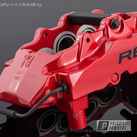 Powder Coating: Red Wheel PSS-2694,Automotive,Clear Vision PPS-2974,Powder Coated Audi R8 Calipers