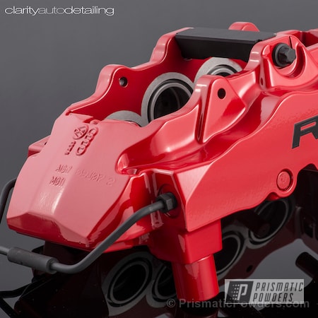 Powder Coating: Clear Vision PPS-2974,Red Wheel PSS-2694,Automotive,Powder Coated Audi R8 Calipers