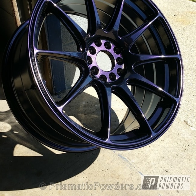 Custom Wheel Using A Purple Metallic Powder Coat Finish