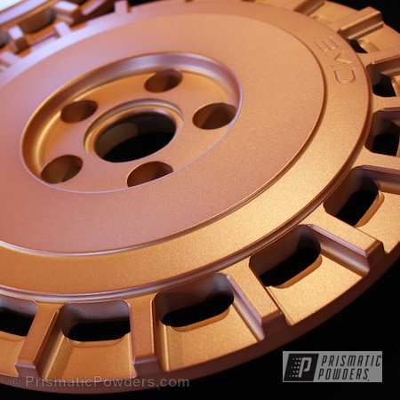 Powder Coating: Powder Coated Barramundi Design Wheels over Brushed Aluminum,Copper Coin PPB-7009,Automotive
