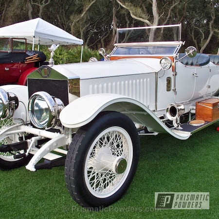 Powder Coating: Powder Coated 1914 Rolls Royce Wheels,Butter Cream PSB-6751,Wheels