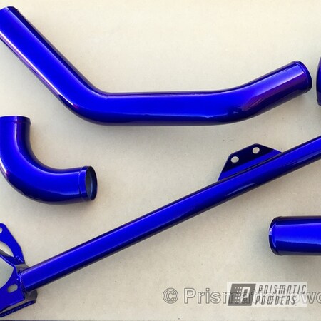 Powder Coating: Automotive,Clear Vision PPS-2974,Powder Coated Suspension and Engine Components,Engine Components,Illusion Blue PSS-4513