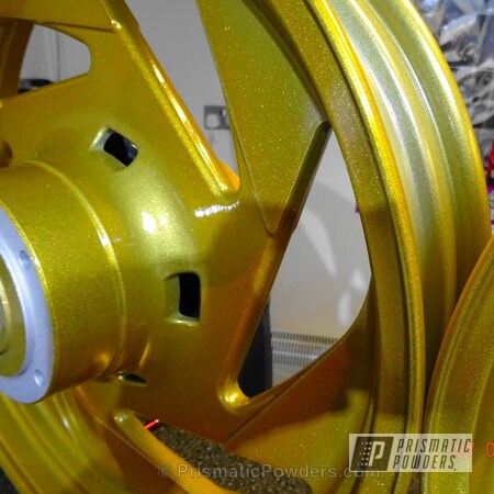 Powder Coating: Powder Coated Alloy Motorcycle Wheel,Zerrin Gold PPB-6800,Motorcycles
