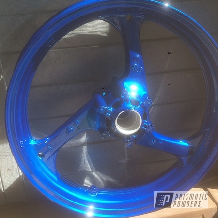 Powder Coating: Motorcycles,Powder Coated Motorcycle Wheel,LP Blue PPB-6617