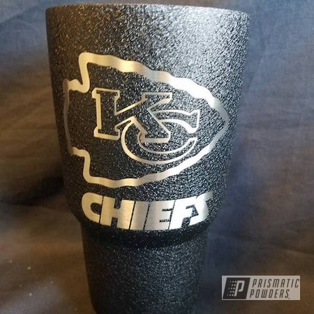 Powder Coating: Textured,NFL,Splatter Black PWS-4344,Kansas City Chiefs,Miscellaneous,Single Powder Application,Football Theme,Custom Cup
