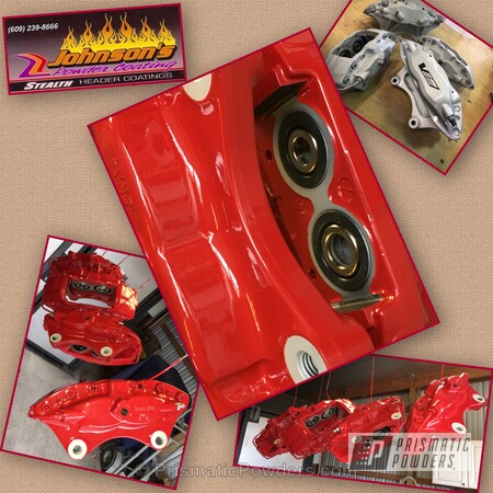Powder Coating: Powder Coated Brembo Brake Calipers,Red Wheel PSS-2694,Automotive
